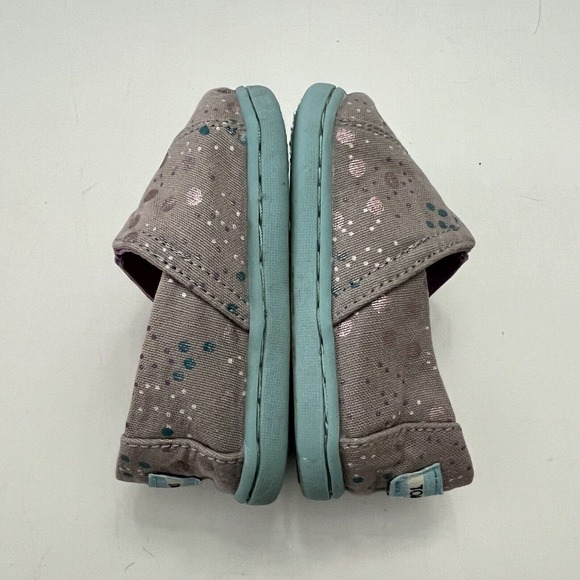 Toms Tiny Alpargata Slip-on Classics Gray Metallic Dot Canvas Toddler Kid T4 - Picture 12 of 12